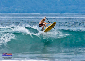 Robby Naish stand up paddle Costa Rica, landing after some air